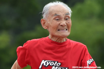 103-year-old Japanese sprinter Hidekichi Miyazaki runs during men’s 100m dash